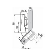 BLUM CLIP top kotna spona 45° III,78A9458.T, največji zunanji pripir, brez vzmeti, vijaki