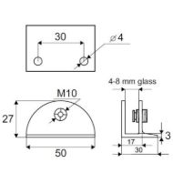 X-DRŽALO STEKLA 50*30*27mm 4-8mm ALU-mere