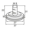 Nivelirni vijak QuickClick vstavek Ultrasoft ø37mm M8x25mm črn-mere