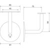 Nosilec za stopniščne ograje z vogalnikom 75 mm inox mat-mere