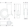 Pohištveno kolo Rotola Zamak z zavoro M10 x 15 mm črn/siv-mere