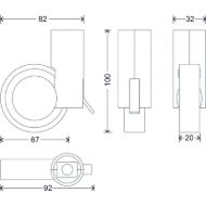 Pohištveno kolo Rotola Zamak z zavoro M10 x 15 mm črn/siv-mere