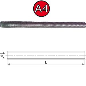 Navojna palica DIN 976-1 (nekd. 975) M 24 x 1000, inox A4