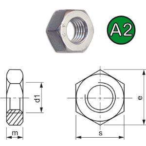 Šestkotna matica ISO4032 M 6, inox A2-70