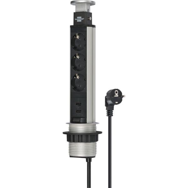 brennenstuhl-vticnica-tower-power-3-x-schuko-usb-a-polnilnik-barva-aluminija