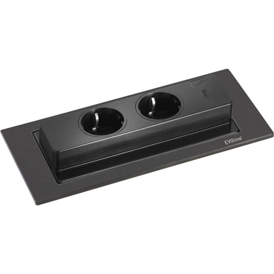 Slika Vtičnica Evoline BACKFLIP 2 x SCHUKO + 1 x USB C- ČRNA