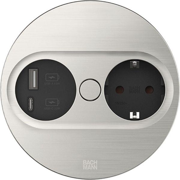 bachmann-vgradna-vticnica-twist-2-okrogla-vticnica-schuko-usb-videz-inox
