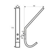Črn Aluminijast Obešalnik Grimme 75 0901 16 (72x16mm)-mere