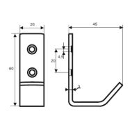 Črn Inox Obešalnik Grimme 75 1051 16 (60x20mm)-mere