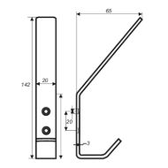 Črn Inox Obešalnik Grimme 75 1050 16 (142x20mm)-mere