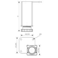 Vogalne pohištvene noge 60×60 mm (Višine 100, 150, 200 mm) Siva-mere