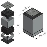 Nastavljive pohištvene noge SISO 60x60 mm ALU-mere