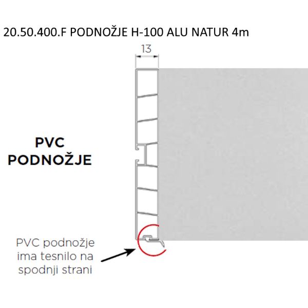 VOLPATO Podnožna letev H-100 ALU Natur 4m (20.50.400.F)