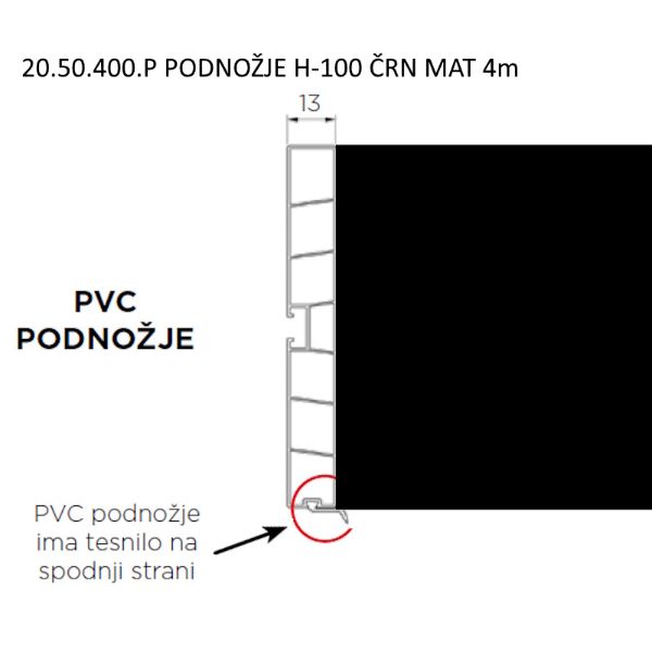 VOLPATO Podnožna letev H-100 Črn mat 4m (20.50.400.P)