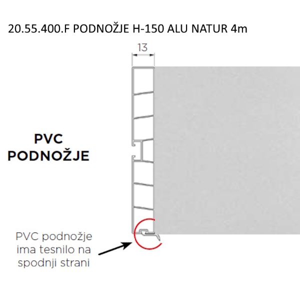 VOLPATO Podnožna letev H-150 ALU Natur 4m (20.55.400.F)
