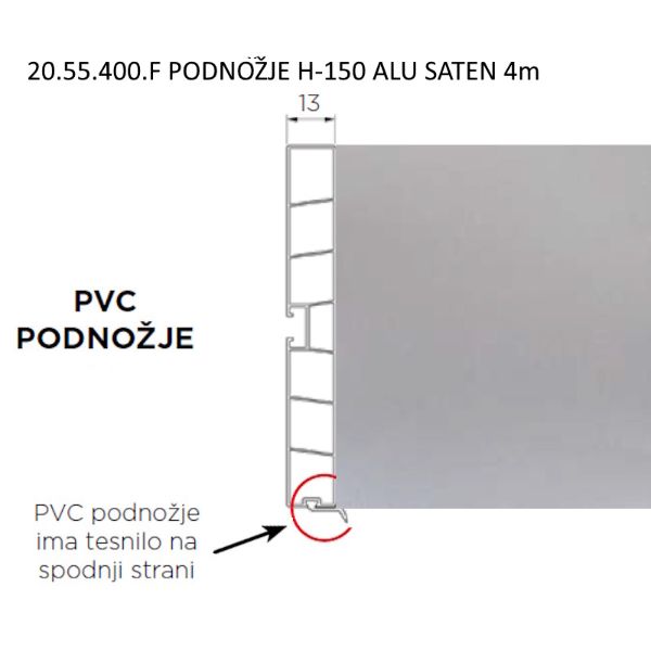 VOLPATO Podnožna letev H-150 ALU Saten 4m (20.55.400.F)