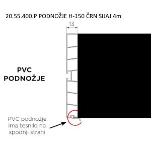 20.55.400.P PODNOŽJE H-150 ČRN SIJAJ 4m