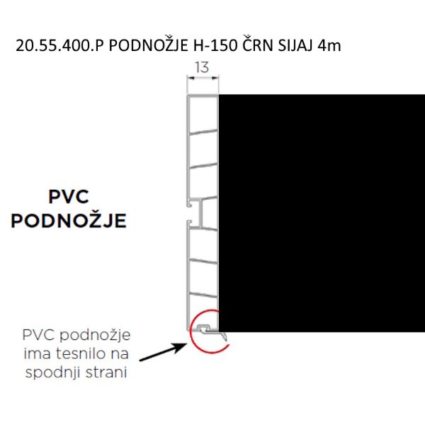 VOLPATO Podnožna letev H-150 Črn mat 4m (20.55.400.F)