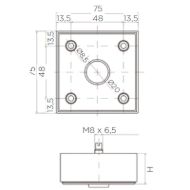 Nastavljiva pohištvena noga POLIPLAST 75x75 H=50mm RAL9006-mere