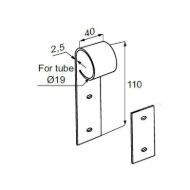 SISO X-Nosilec 110x40mm za Cev ø19mm Inox AISI 304-mere