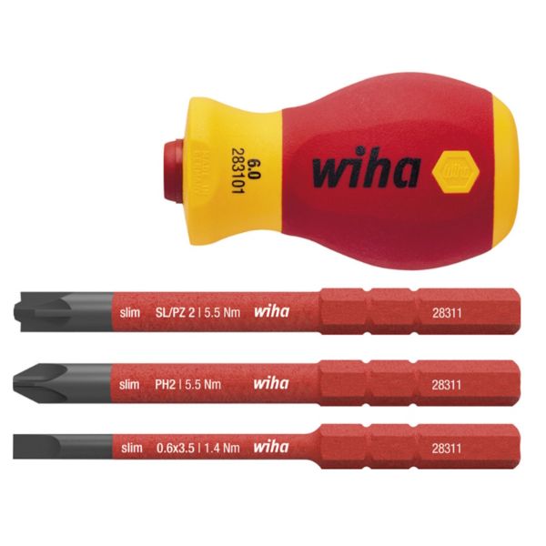 Wiha slimVario Stubby 4-delni Set Električarskih Izvijačev 1000V