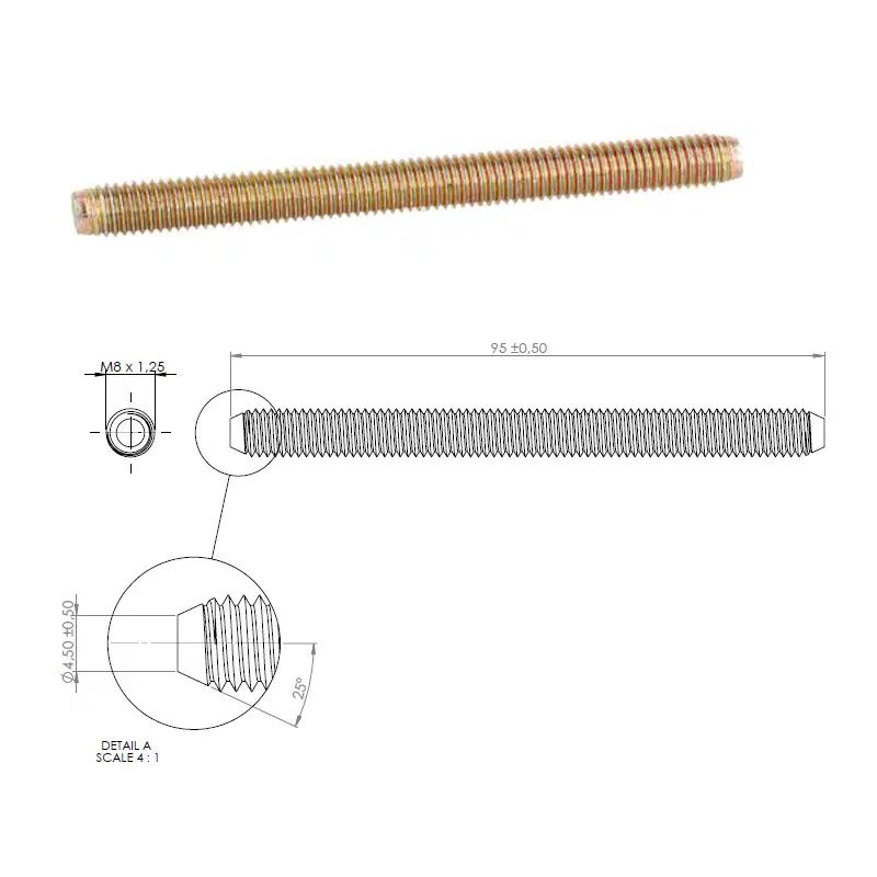 SISO Jekleno Navojno Steblo M8x95 mm X-12.08.647-2